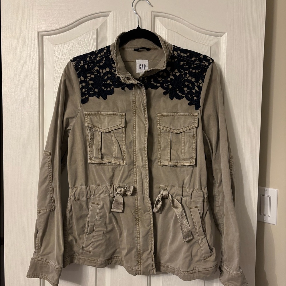GAP Women's Utility Jacket with Navy Lace Accents